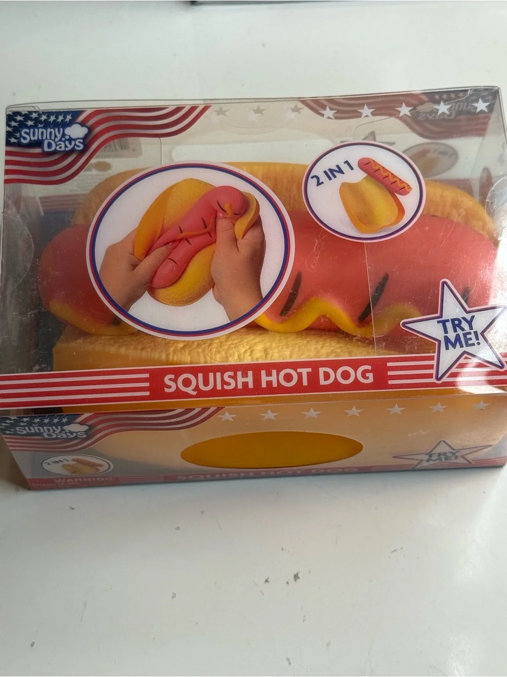 Pink & Yellow Squish Hot Dog Toy - Sensory 2-in-1 Play